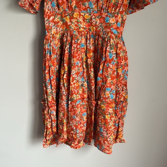 Roller Rabbit Vado Cecilia Dress Fit and Flare Orange Floral Small - Picture 4 of 13